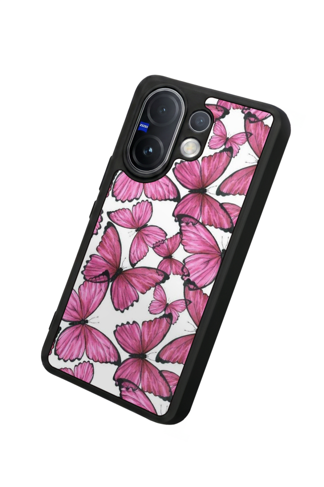 Vivo V60 Uyumlu Kelebek Tasarımlı Glossy Premium Kılıf