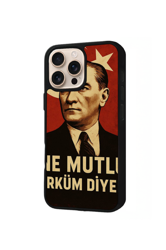 iPhone 16 Pro Uyumlu  Mustafa Kemal Ataturk Tasarımlı Glossy Premium Kılıf