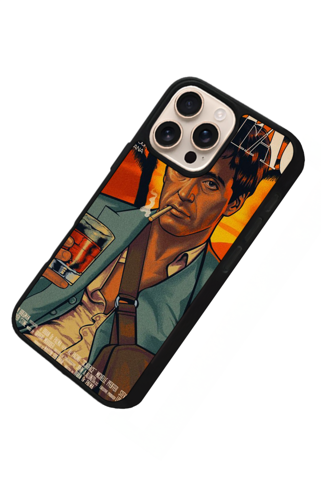iPhone 16 Pro Uyumlu Scarface Tasarımlı Glossy Premium Kılıf