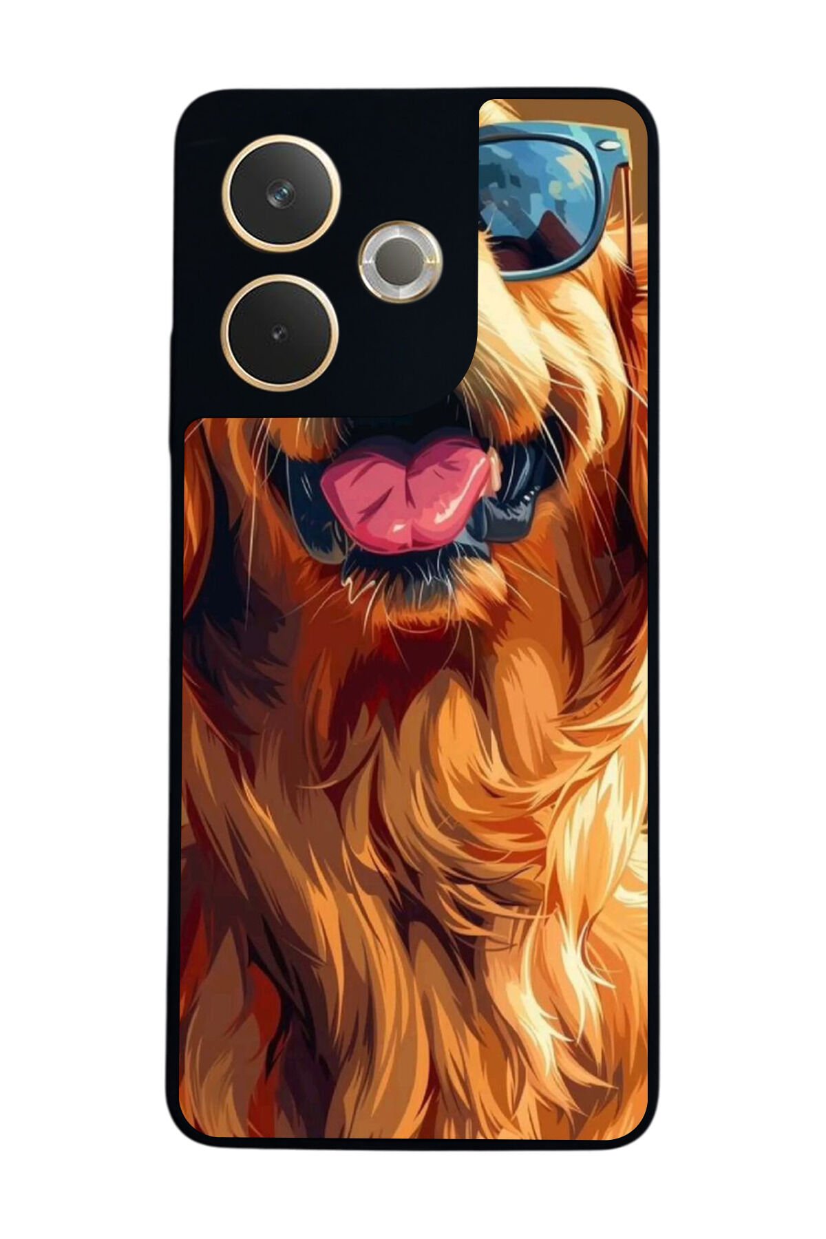 Oppo A5 Pro Uyumlu Golden Kopek Tasarımlı Glossy Premium Kılıf