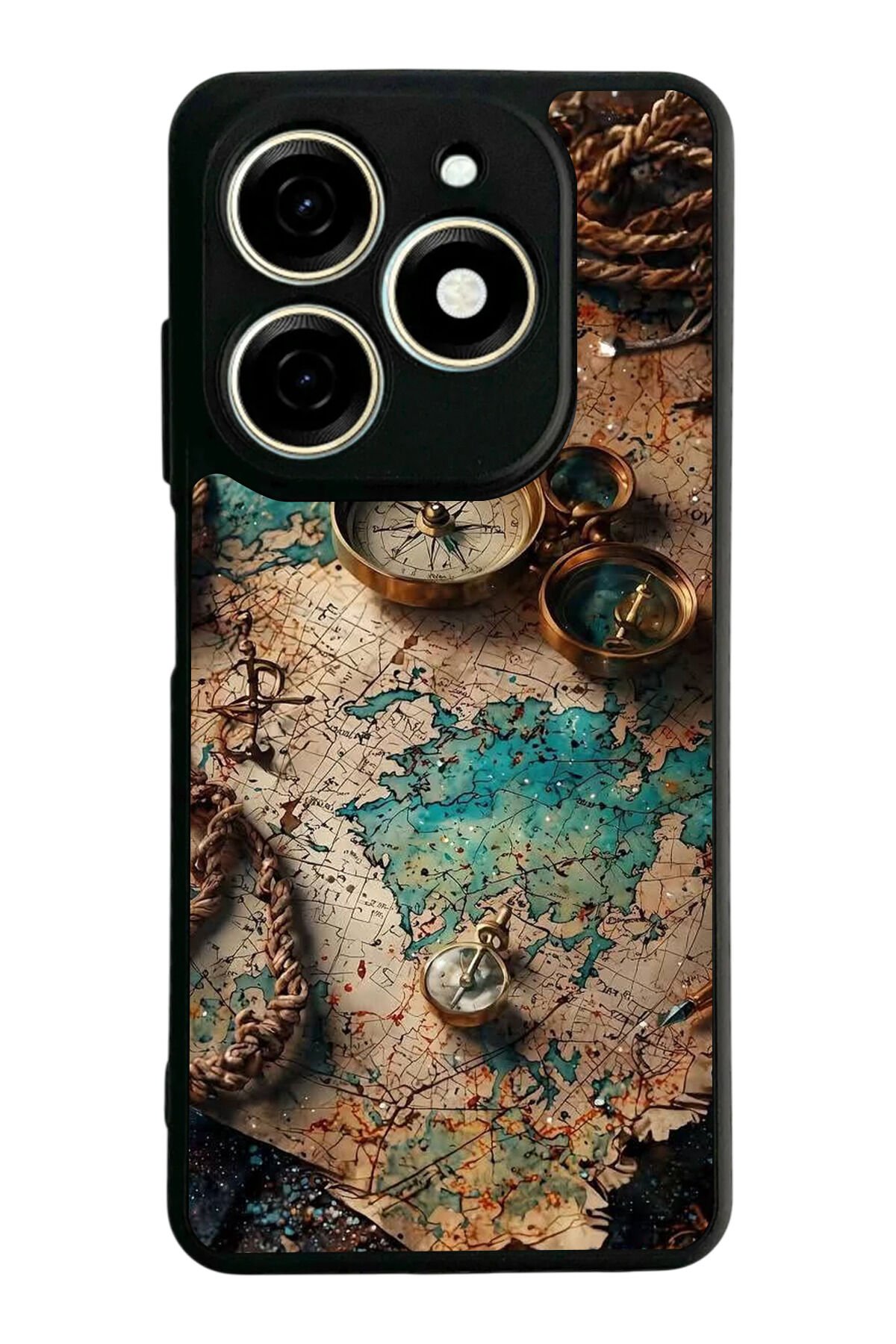 Infınıx Smart 8 Pro Uyumlu Harita Tasarımlı Glossy Premium Kılıf