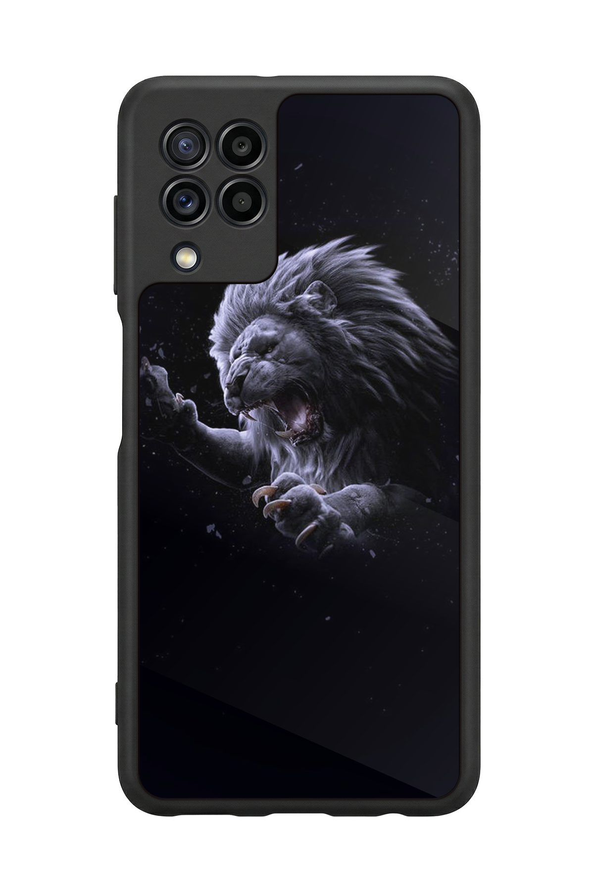 Samsung Galaxy M22 Uyumlu Aslan Tasarımlı Glossy Premium Kılıf
