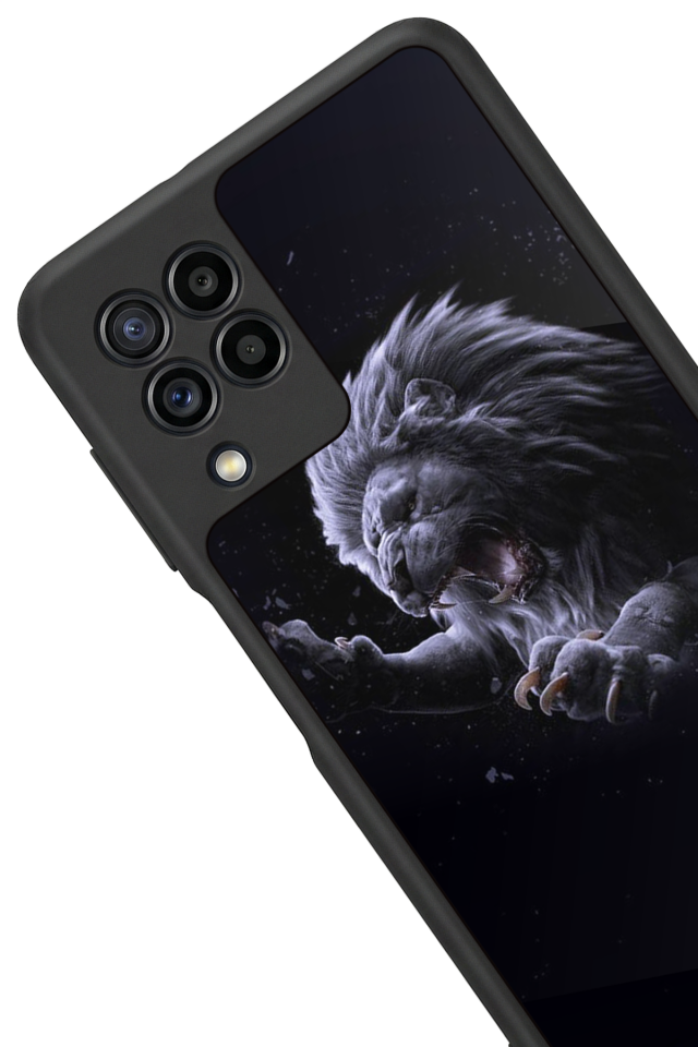 Samsung Galaxy M22 Uyumlu Aslan Tasarımlı Glossy Premium Kılıf