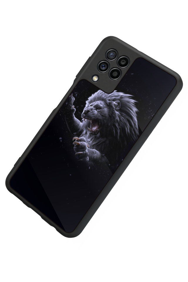 Samsung Galaxy M22 Uyumlu Aslan Tasarımlı Glossy Premium Kılıf