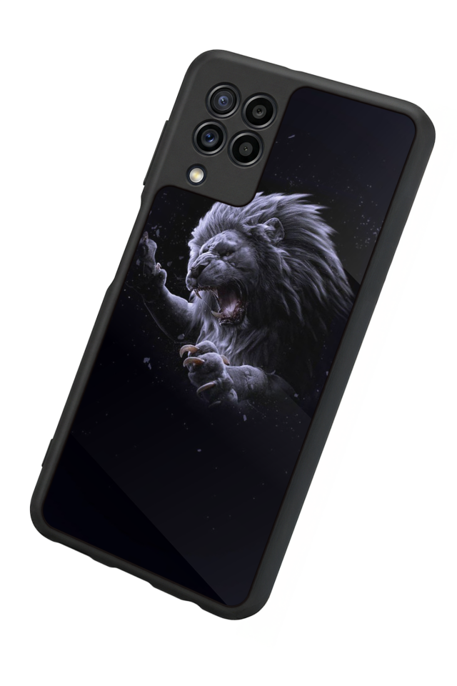 Samsung Galaxy M22 Uyumlu Aslan Tasarımlı Glossy Premium Kılıf