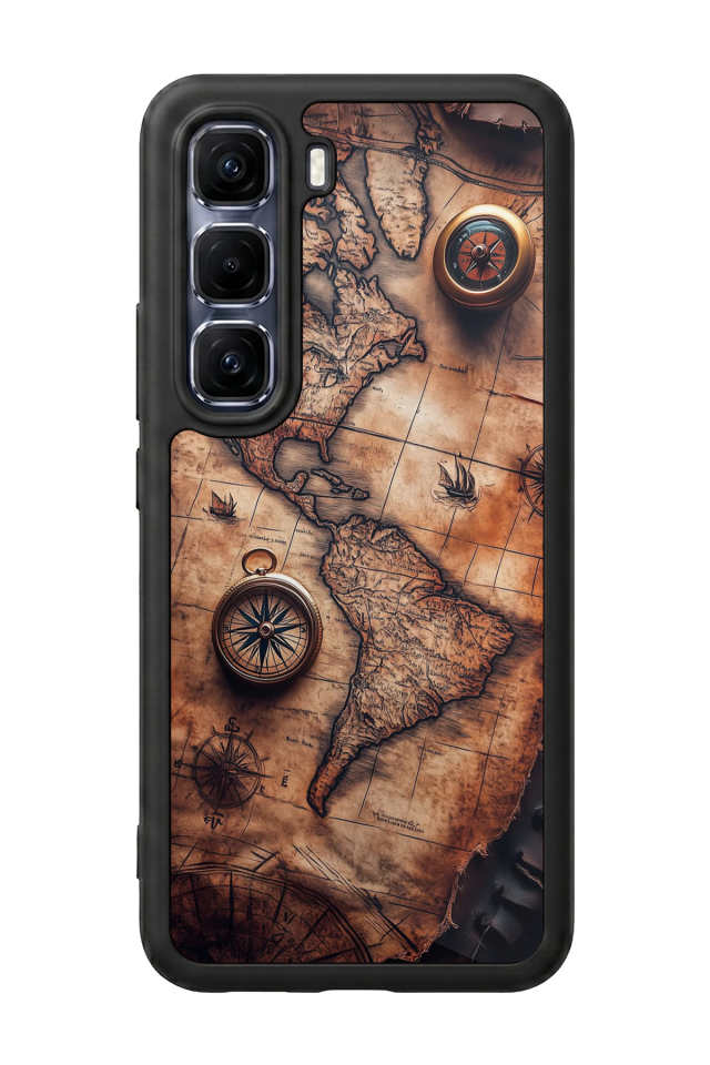 Infinix Hot 60 Pro Plus Uyumlu Harita Tasarımlı Glossy Premium Kılıf