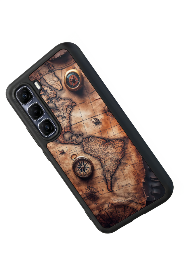 Infinix Hot 60 Pro Plus Uyumlu Harita Tasarımlı Glossy Premium Kılıf