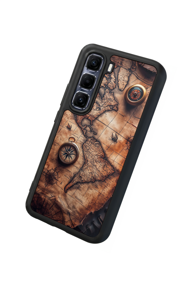 Infinix Hot 60 Pro Plus Uyumlu Harita Tasarımlı Glossy Premium Kılıf