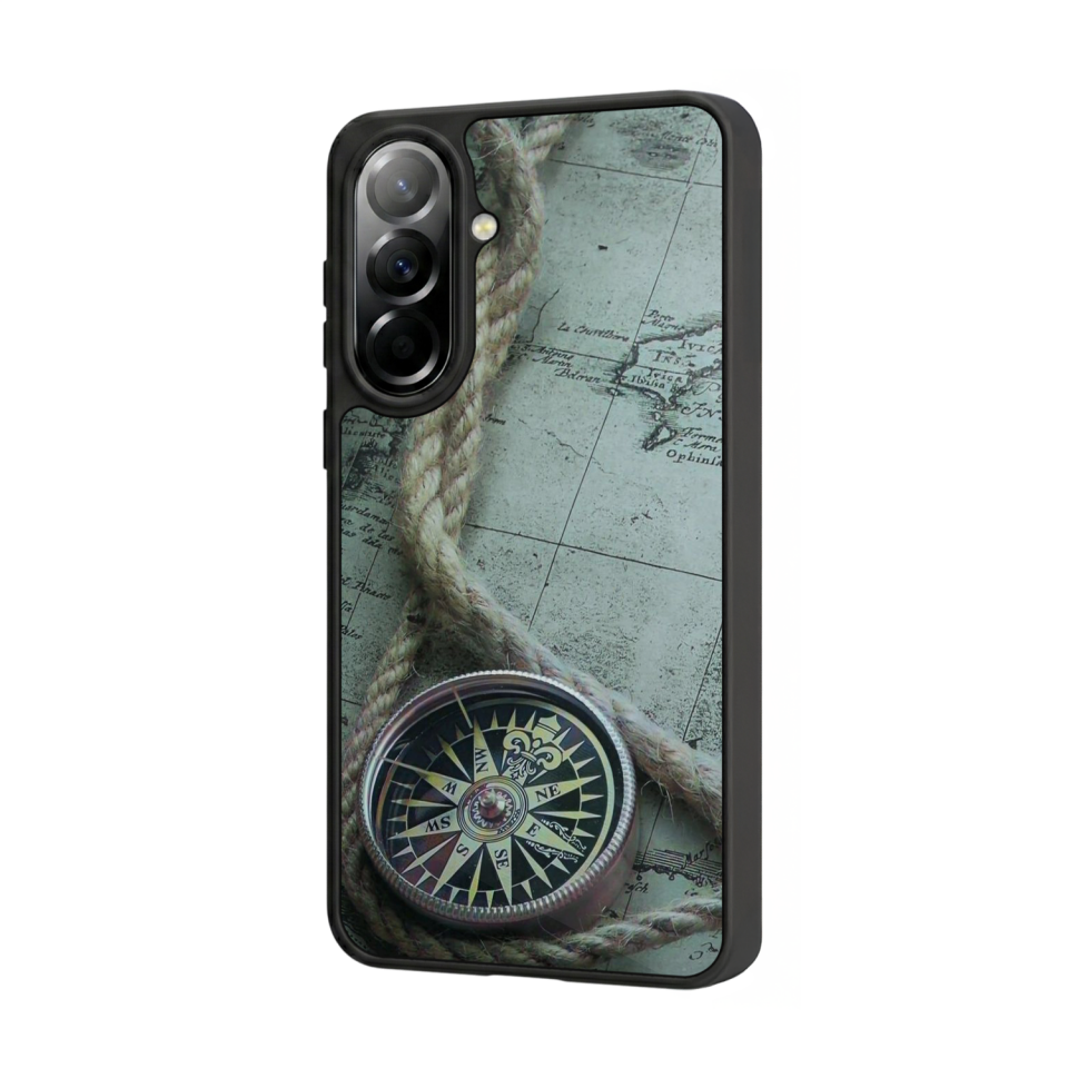 Samsung Galaxy A37 Uyumlu Pusula Tasarımlı Glossy Premium Kılıf