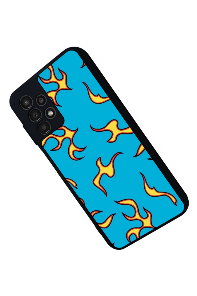Samsung Galaxy A23 Uyumlu Retro Flame Patterns Tasarımlı Glossy Premium Kılıf