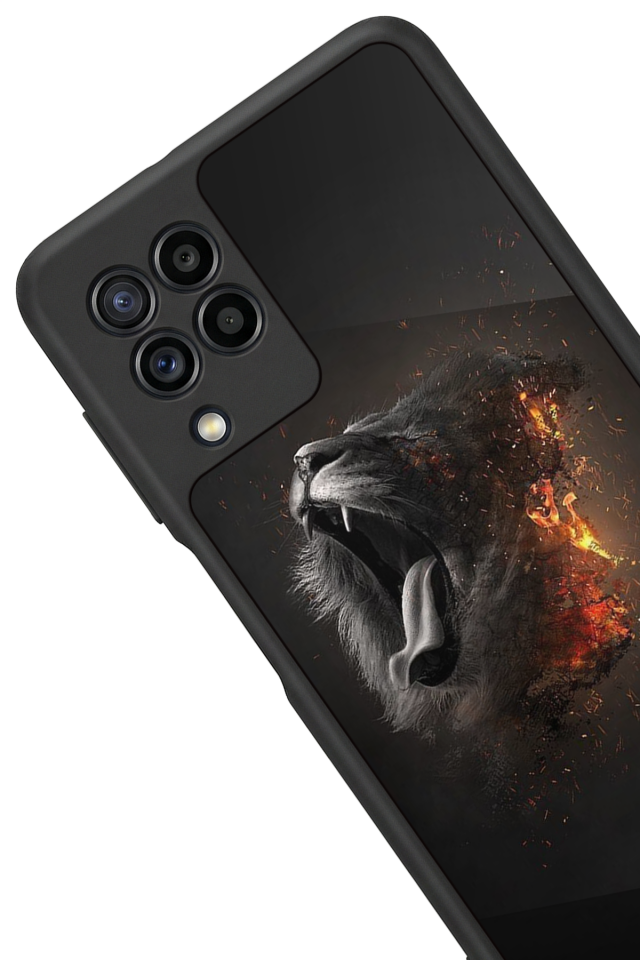 Samsung Galaxy M22 Uyumlu Aslan Tasarımlı Glossy Premium Kılıf