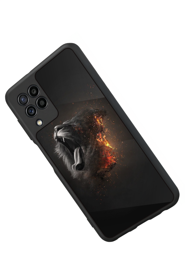 Samsung Galaxy M22 Uyumlu Aslan Tasarımlı Glossy Premium Kılıf