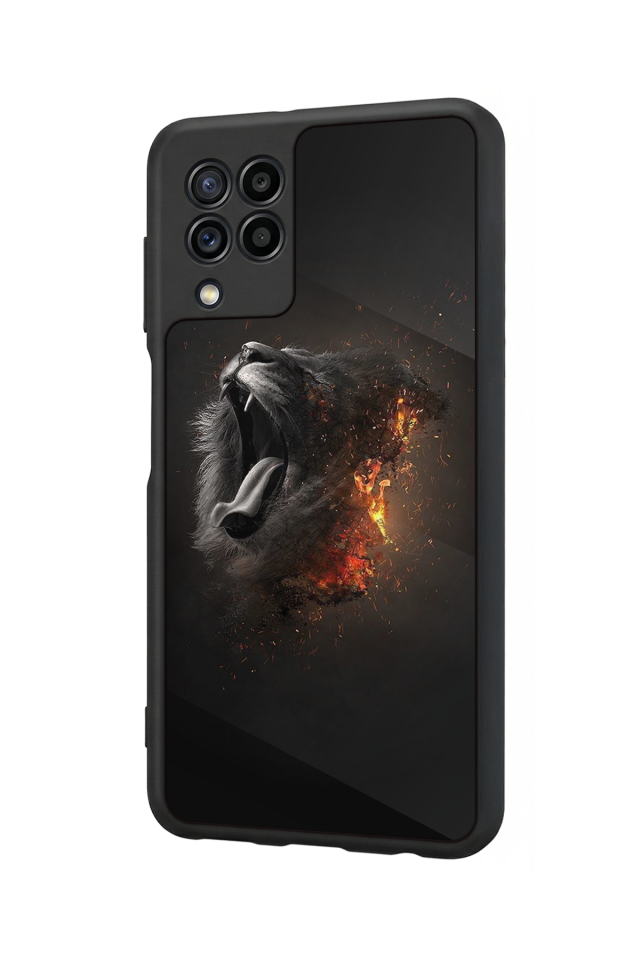 Samsung Galaxy M22 Uyumlu Aslan Tasarımlı Glossy Premium Kılıf