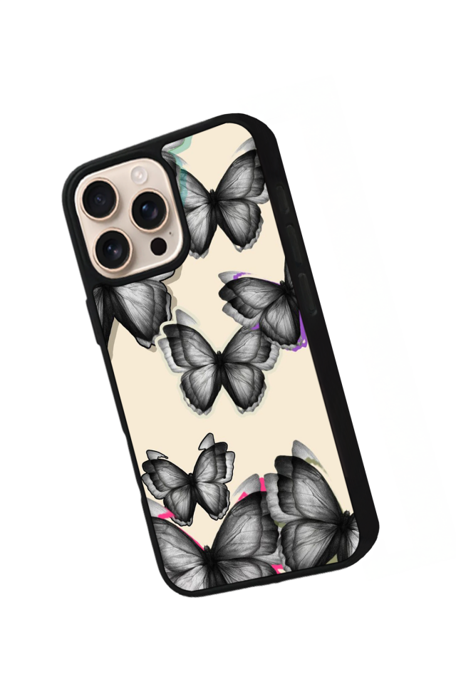 iPhone 16 Pro Max Uyumlu Kelebek Tasarımlı Glossy Premium Kılıf