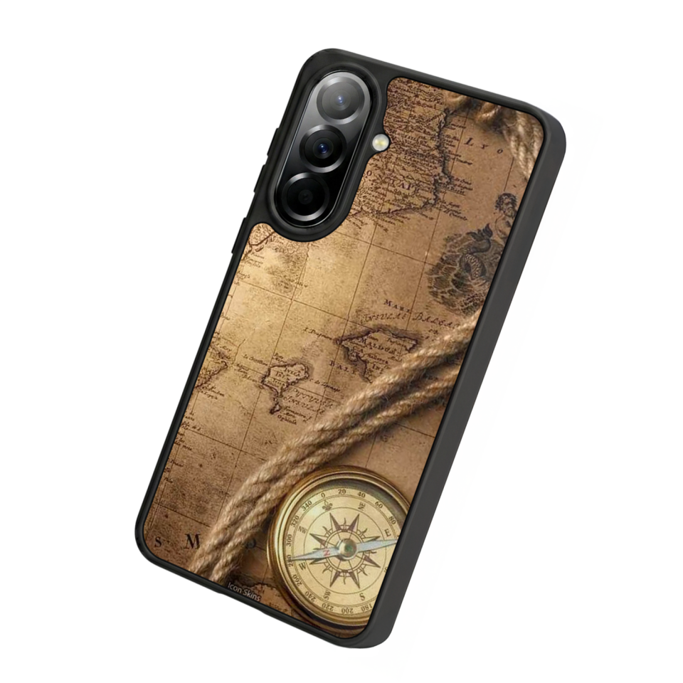 Samsung Galaxy A37 Uyumlu Pusula Tasarımlı Glossy Premium Kılıf