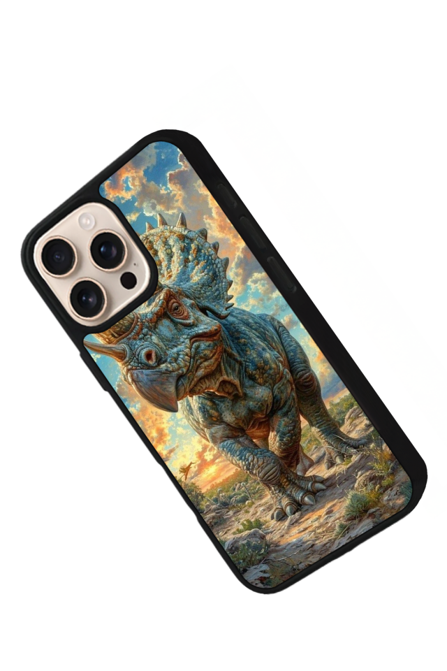 iPhone 15 Pro Max Uyumlu Dinazor Tasarımlı Glossy Premium Kılıf