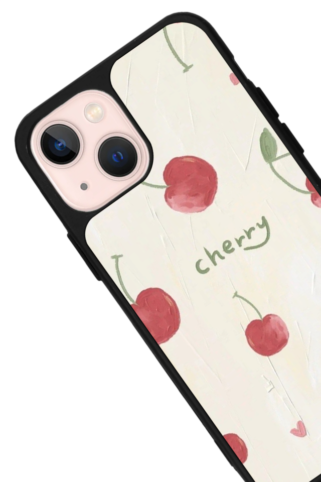 iPhone 13/14 Uyumlu Kiraz Tasarımlı Glossy Premium Kılıf