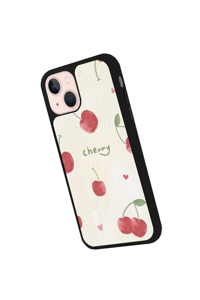 iPhone 13/14 Uyumlu Kiraz Tasarımlı Glossy Premium Kılıf