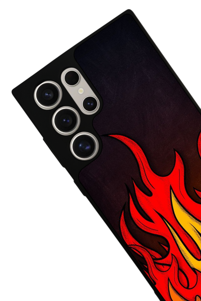 Samsung Galaxy S22 Ultra Uyumlu Retro Flame Patterns Tasarımlı Glossy Premium Kılıf