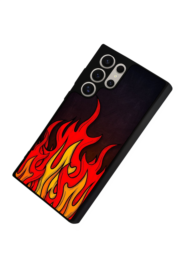 Samsung Galaxy S22 Ultra Uyumlu Retro Flame Patterns Tasarımlı Glossy Premium Kılıf