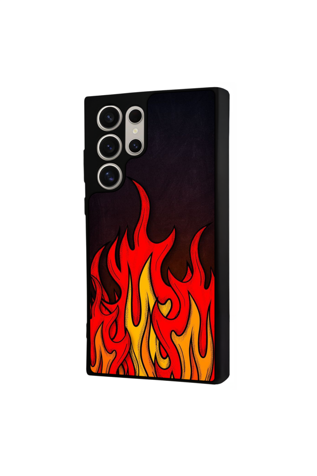 Samsung Galaxy S22 Ultra Uyumlu Retro Flame Patterns Tasarımlı Glossy Premium Kılıf