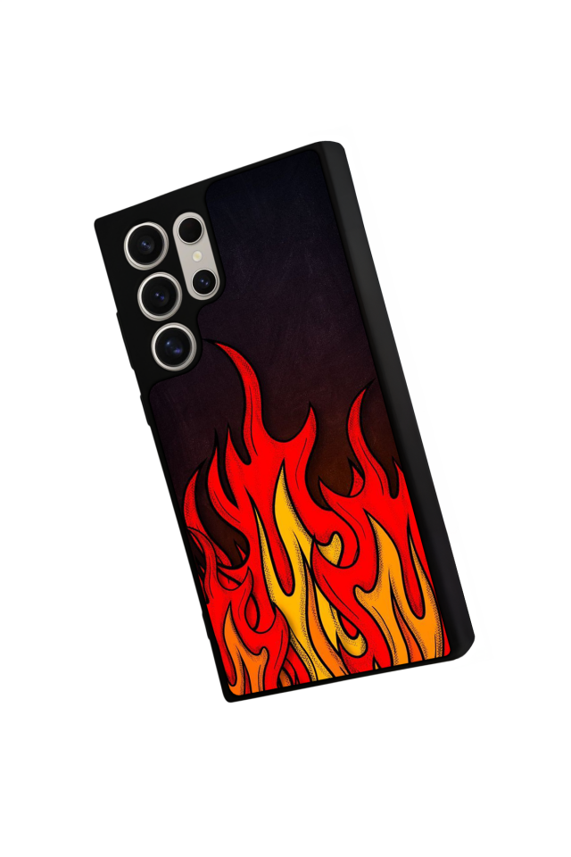 Samsung Galaxy S22 Ultra Uyumlu Retro Flame Patterns Tasarımlı Glossy Premium Kılıf