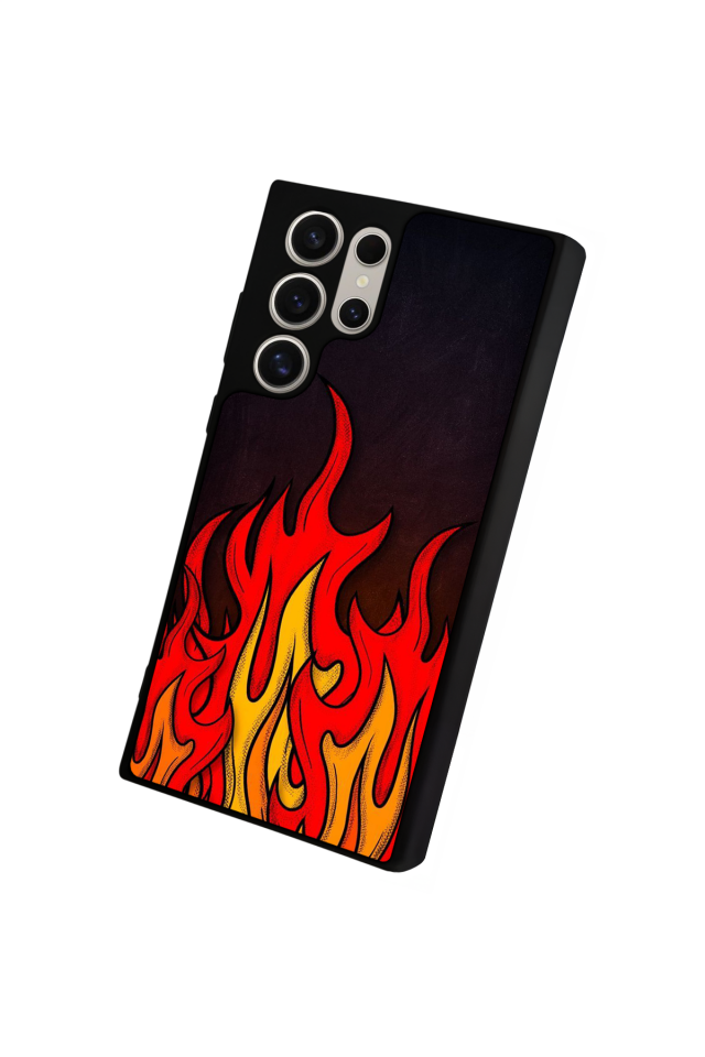 Samsung Galaxy S22 Ultra Uyumlu Retro Flame Patterns Tasarımlı Glossy Premium Kılıf