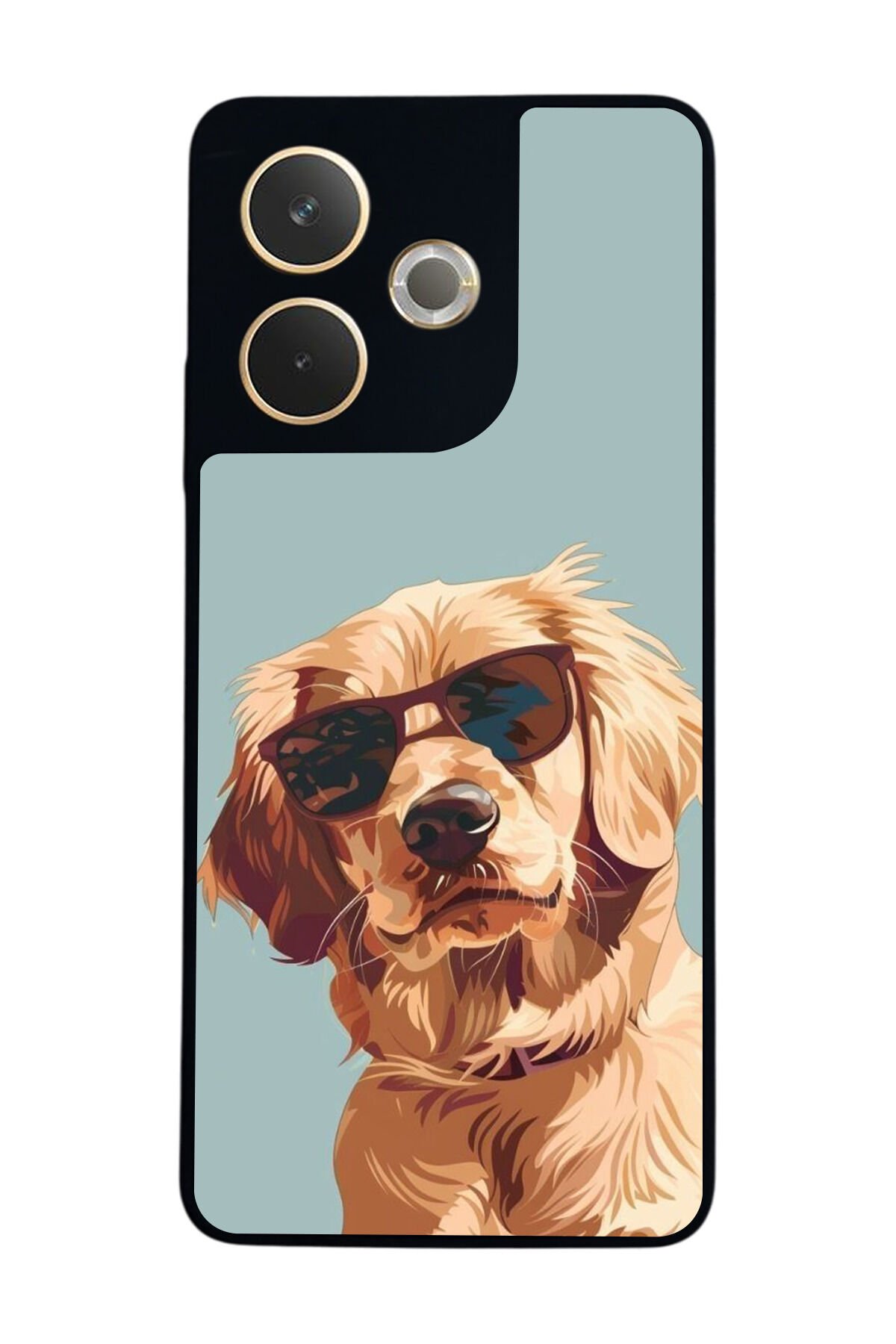 Oppo A5 Pro Uyumlu Golden Kopek Tasarımlı Glossy Premium Kılıf