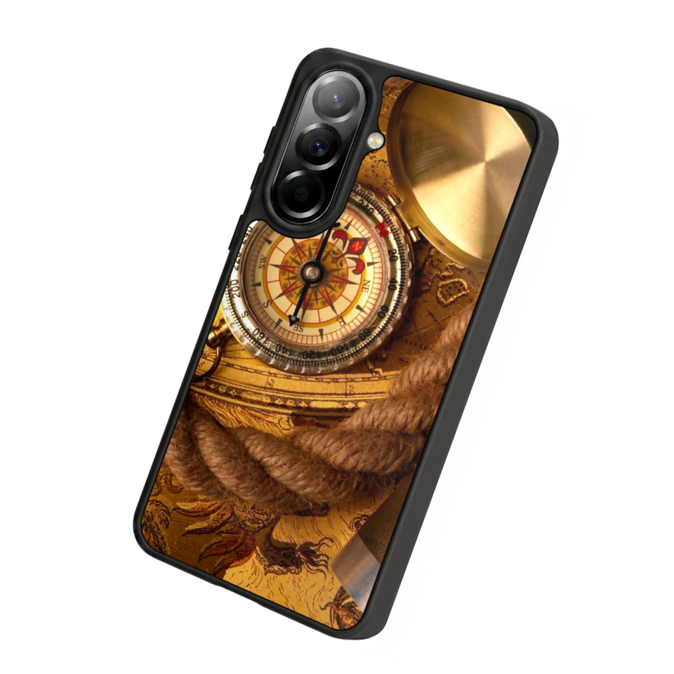 Samsung Galaxy A37 Uyumlu Pusula Tasarımlı Glossy Premium Kılıf
