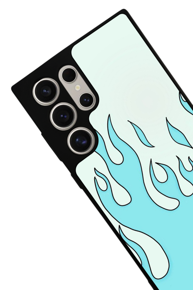 Samsung Galaxy S22 Ultra Uyumlu Retro Flame Patterns Tasarımlı Glossy Premium Kılıf