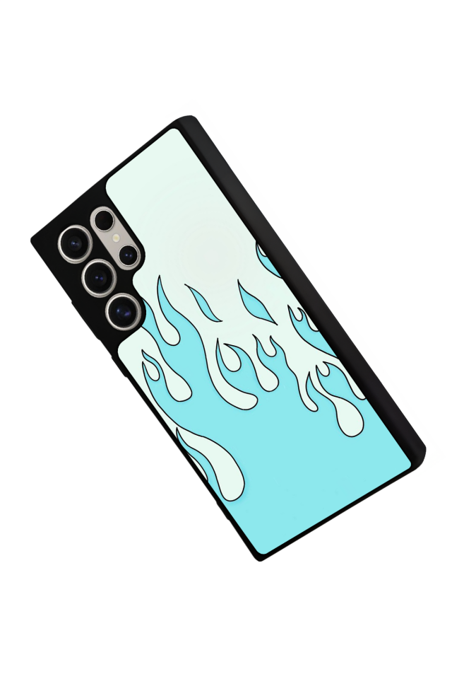 Samsung Galaxy S22 Ultra Uyumlu Retro Flame Patterns Tasarımlı Glossy Premium Kılıf