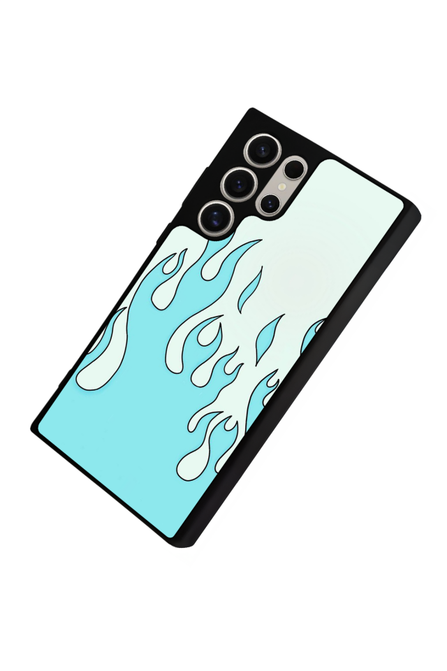 Samsung Galaxy S22 Ultra Uyumlu Retro Flame Patterns Tasarımlı Glossy Premium Kılıf