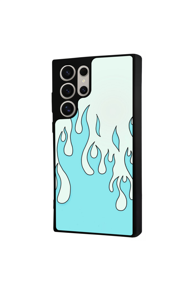 Samsung Galaxy S22 Ultra Uyumlu Retro Flame Patterns Tasarımlı Glossy Premium Kılıf