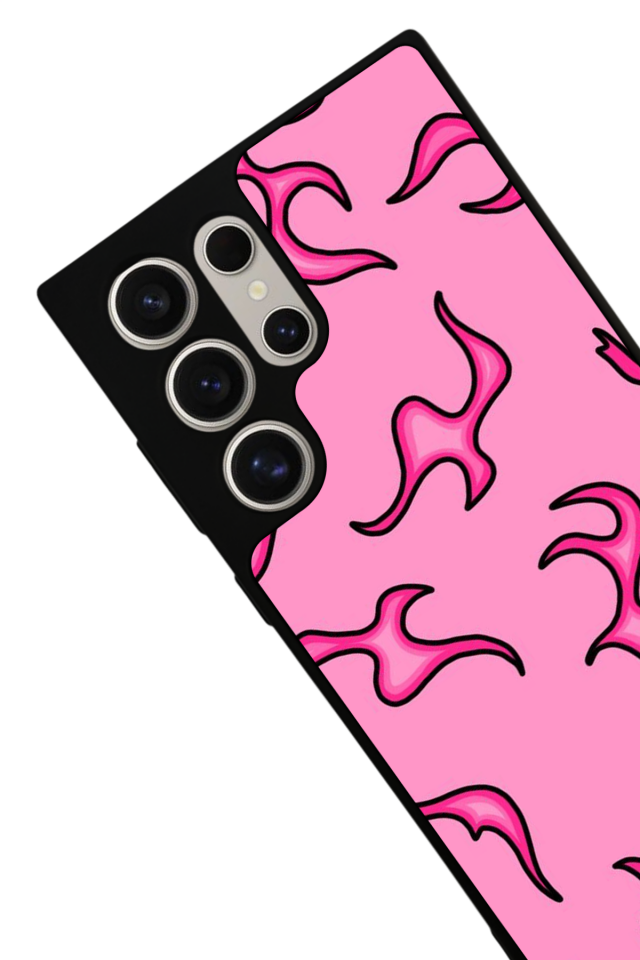 Samsung Galaxy S22 Ultra Uyumlu Retro Flame Patterns Tasarımlı Glossy Premium Kılıf