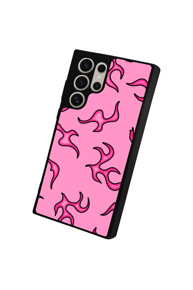 Samsung Galaxy S22 Ultra Uyumlu Retro Flame Patterns Tasarımlı Glossy Premium Kılıf