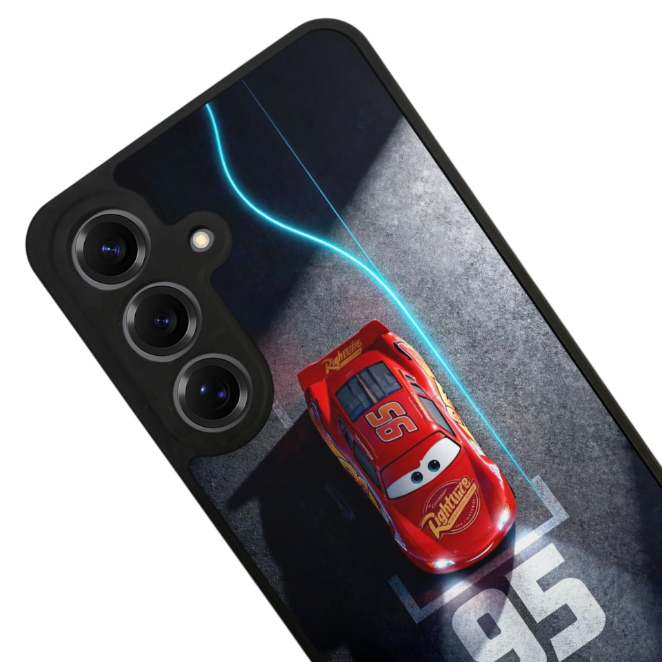 Samsung Galaxy S25 Uyumlu Şimsek McQueen Tasarımlı Glossy Premium Kılıf