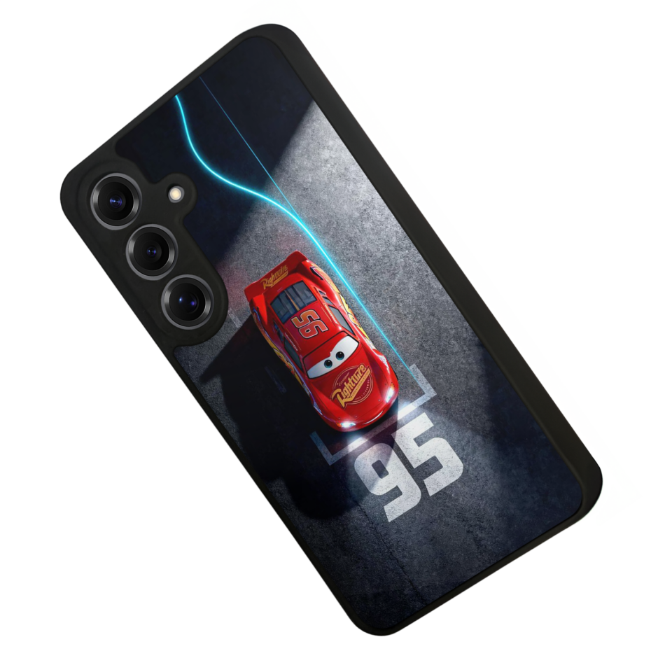 Samsung Galaxy S25 Uyumlu Şimsek McQueen Tasarımlı Glossy Premium Kılıf