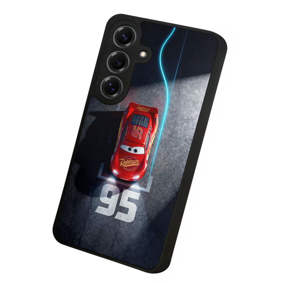 Samsung Galaxy S25 Uyumlu Şimsek McQueen Tasarımlı Glossy Premium Kılıf