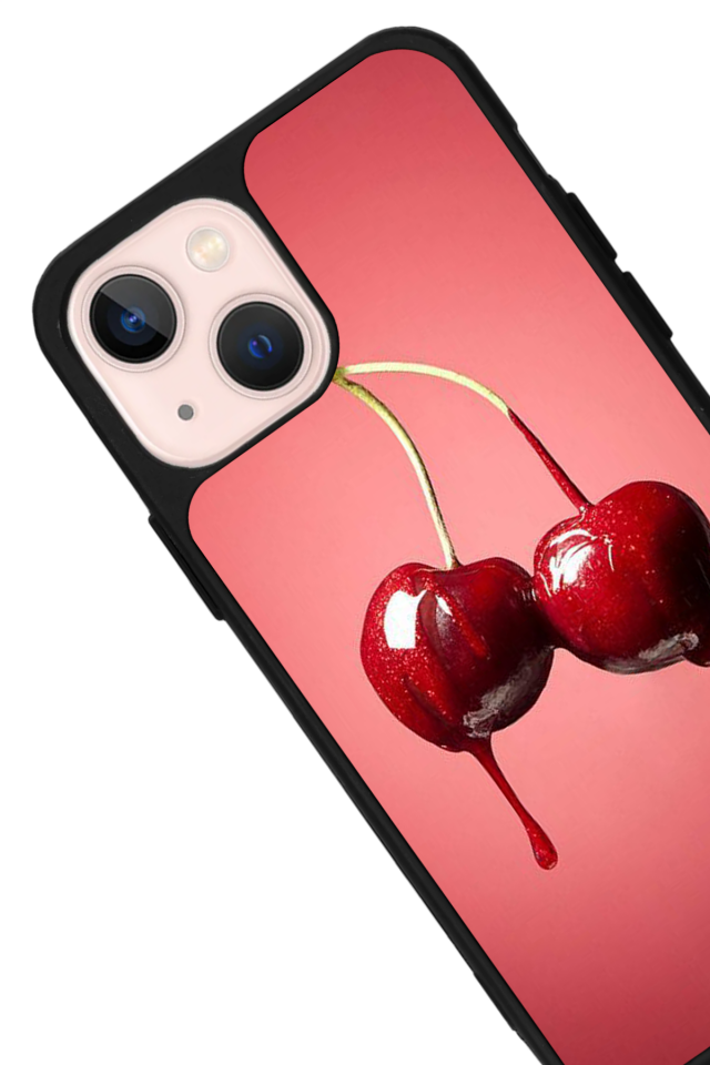 iPhone 13/14 Uyumlu Kiraz Tasarımlı Glossy Premium Kılıf