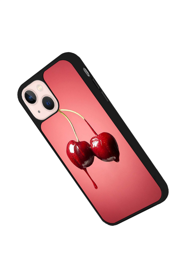 iPhone 13/14 Uyumlu Kiraz Tasarımlı Glossy Premium Kılıf