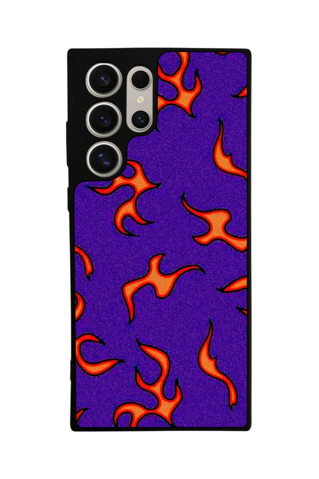 Samsung Galaxy S22 Ultra Uyumlu Retro Flame Patterns Tasarımlı Glossy Premium Kılıf
