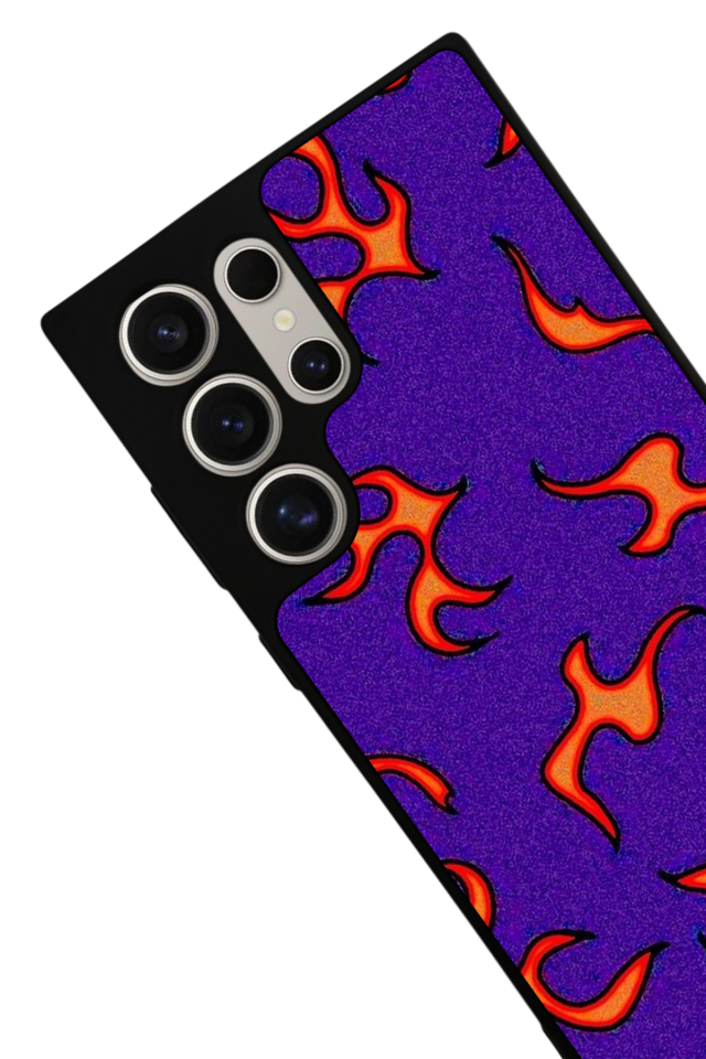 Samsung Galaxy S22 Ultra Uyumlu Retro Flame Patterns Tasarımlı Glossy Premium Kılıf