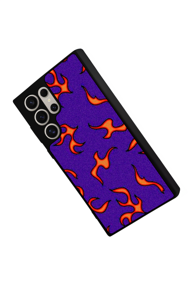 Samsung Galaxy S22 Ultra Uyumlu Retro Flame Patterns Tasarımlı Glossy Premium Kılıf