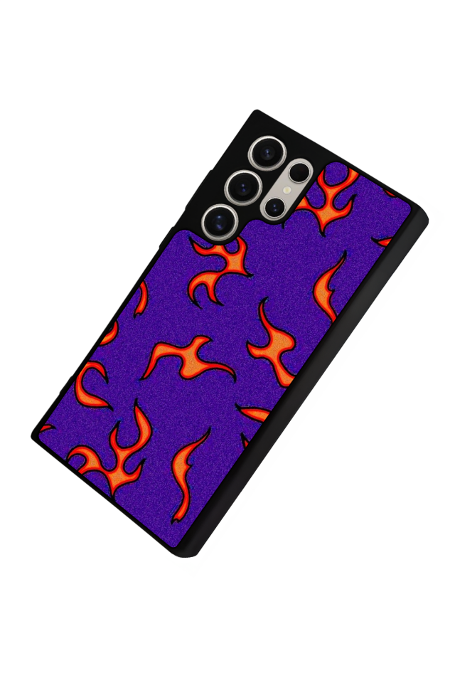 Samsung Galaxy S22 Ultra Uyumlu Retro Flame Patterns Tasarımlı Glossy Premium Kılıf