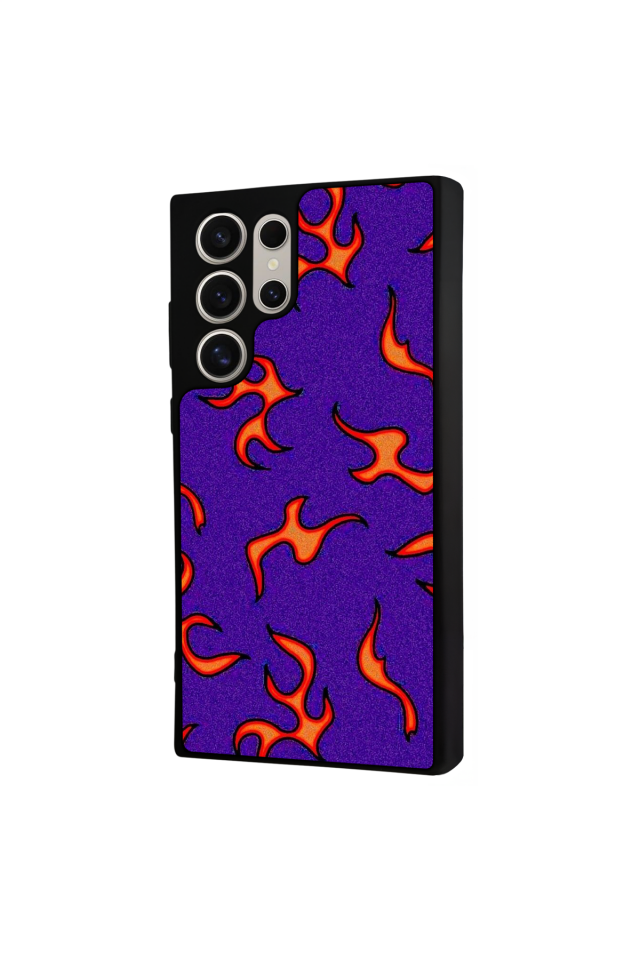 Samsung Galaxy S22 Ultra Uyumlu Retro Flame Patterns Tasarımlı Glossy Premium Kılıf