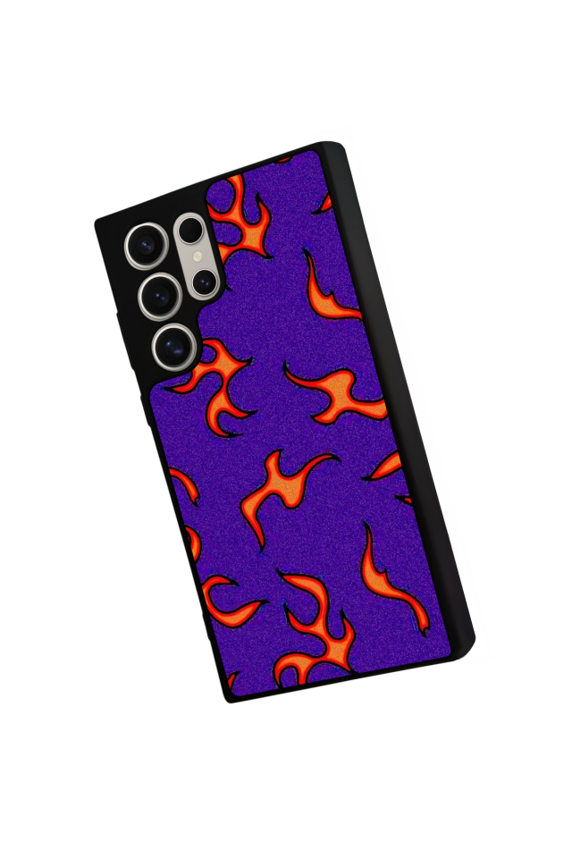 Samsung Galaxy S22 Ultra Uyumlu Retro Flame Patterns Tasarımlı Glossy Premium Kılıf