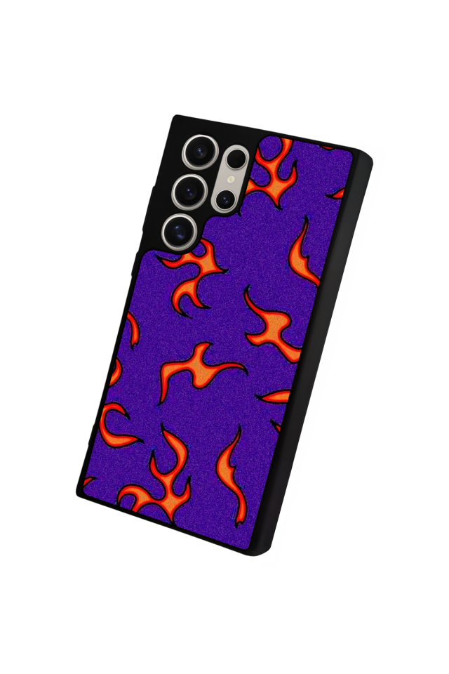 Samsung Galaxy S22 Ultra Uyumlu Retro Flame Patterns Tasarımlı Glossy Premium Kılıf