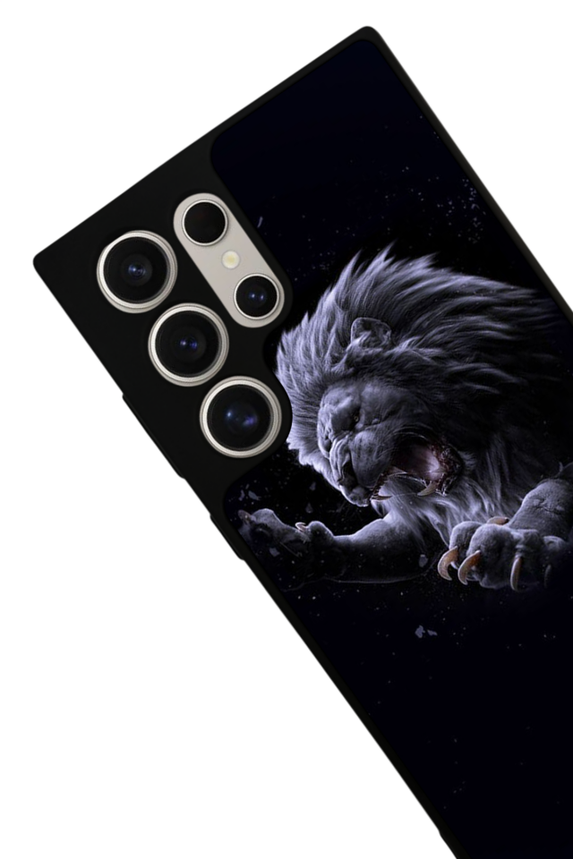Samsung Galaxy S23 Ultra Uyumlu Aslan Tasarımlı Glossy Premium Kılıf