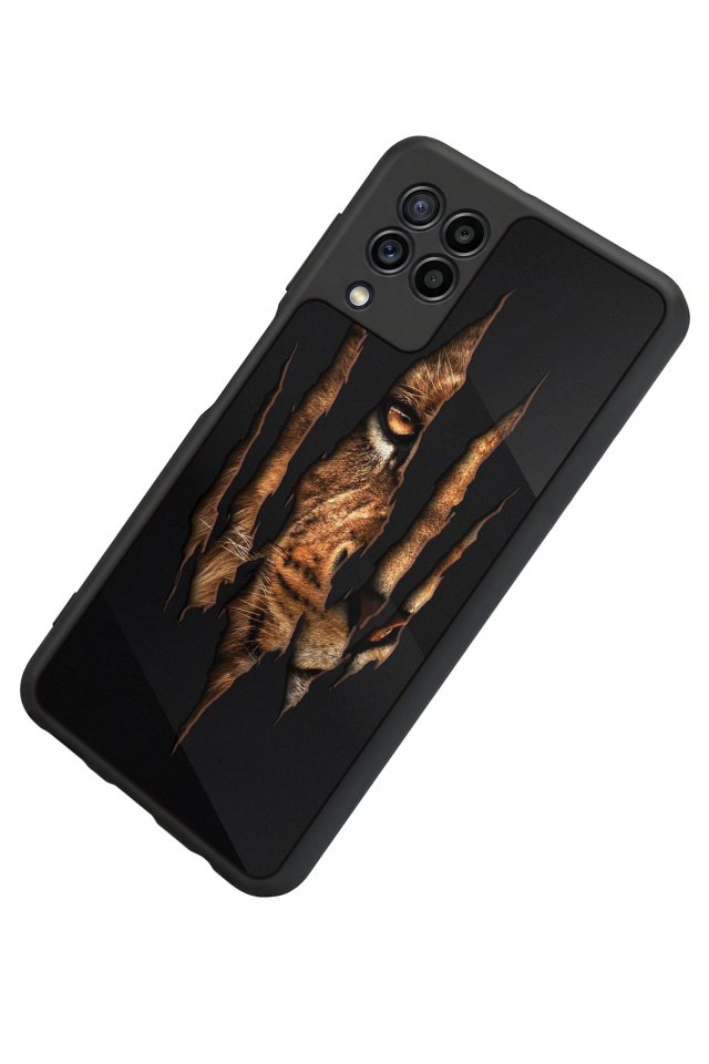 Samsung Galaxy M22 Uyumlu Aslan Tasarımlı Glossy Premium Kılıf