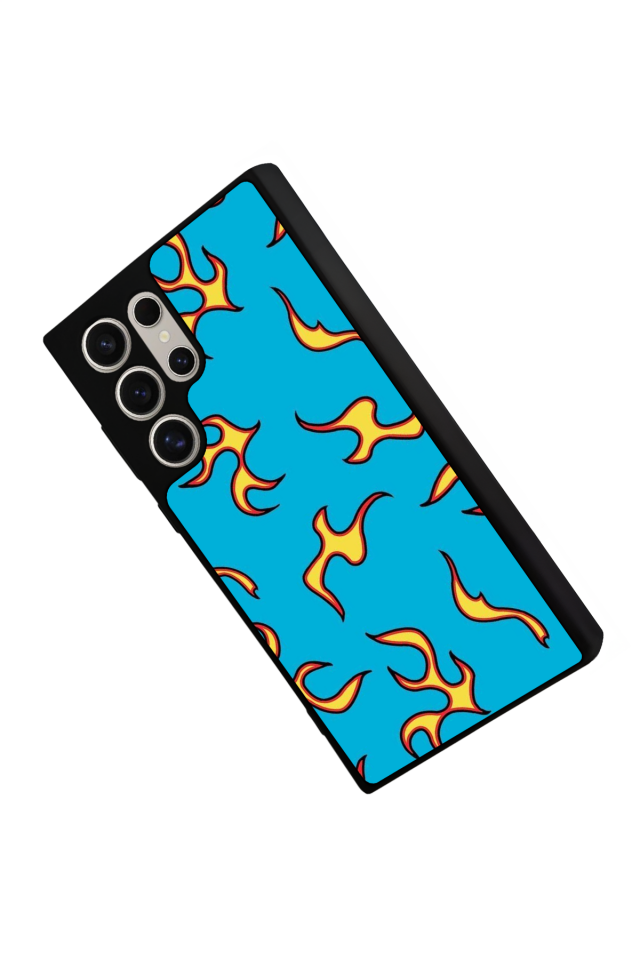 Samsung Galaxy S22 Ultra Uyumlu Retro Flame Patterns Tasarımlı Glossy Premium Kılıf